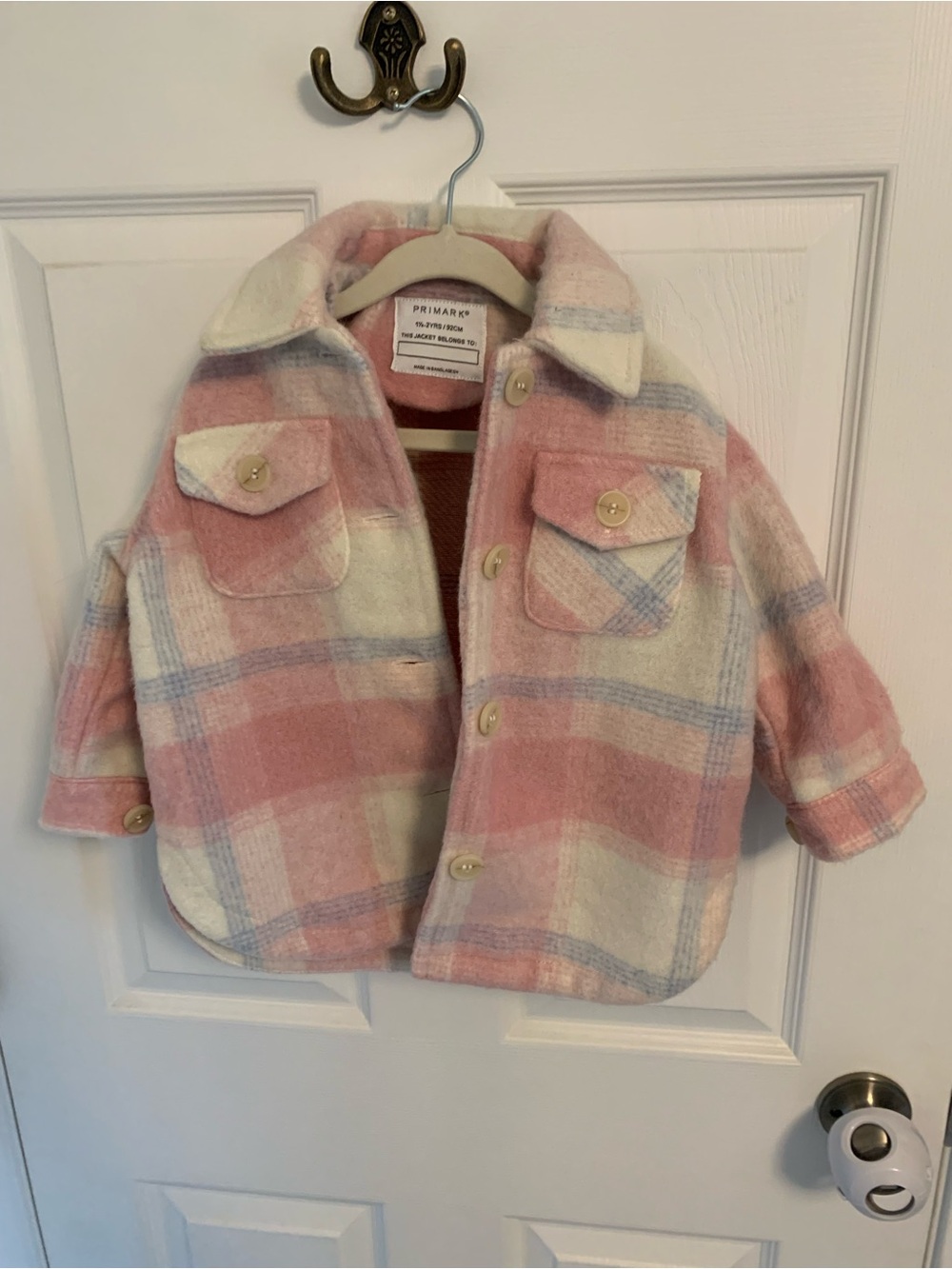 Primark Girls Pink and Cream Plaid Shacket